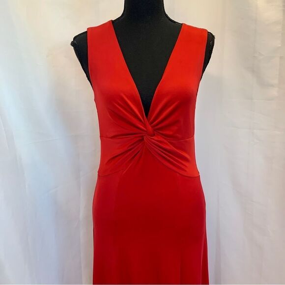 Zokai red sleeveless front twist knot midi dress Sz S - Picture 3 of 10
